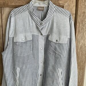 Chico's Blue Striped Women's Shirt
